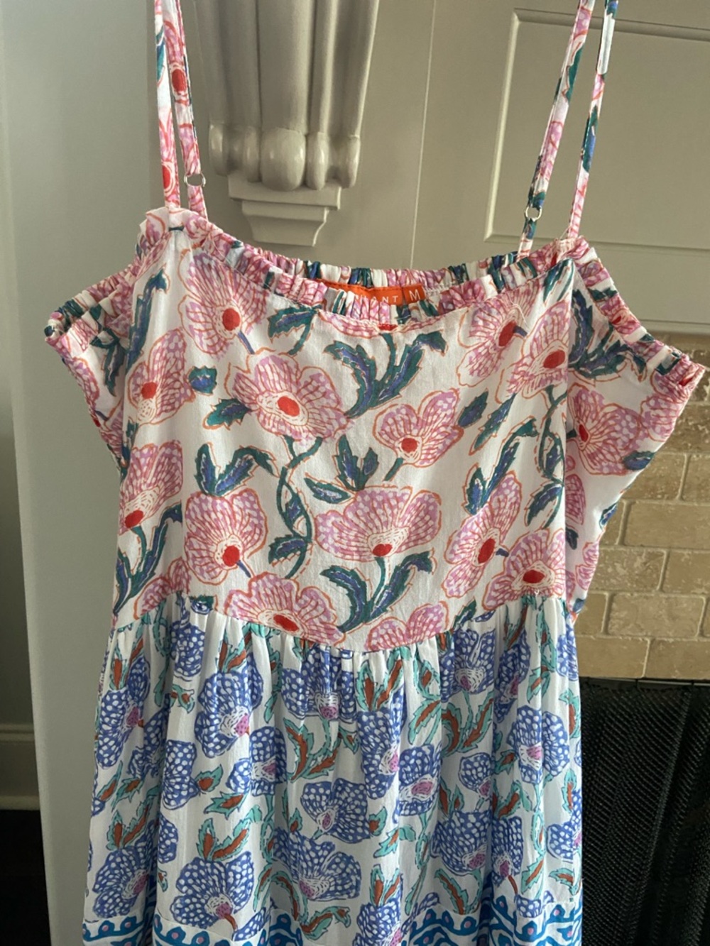 Oliphant Floral Tiered Maxi Dress in Pink Blue White